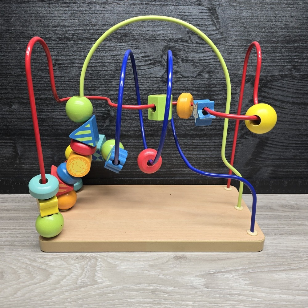 Wooden Busy Bead Maze Roller Coaster Baby Kids Learning Activity Educational Toy
